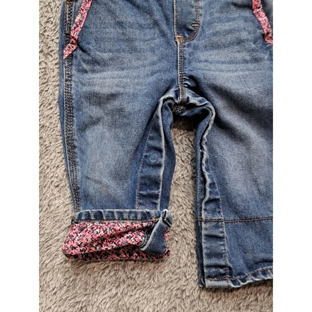 OshKosh Denim Vestback Overalls Baby Girls Sz 12 Months Pants Bibs Jeans Snaps